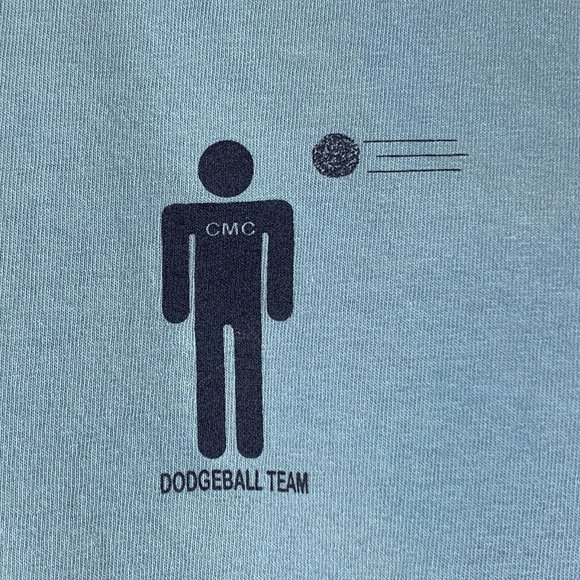CMC Dodgeball Team Ringer T Shirt Blue Cotton Anvil Graphic Tee XL X-Large - Picture 8 of 10